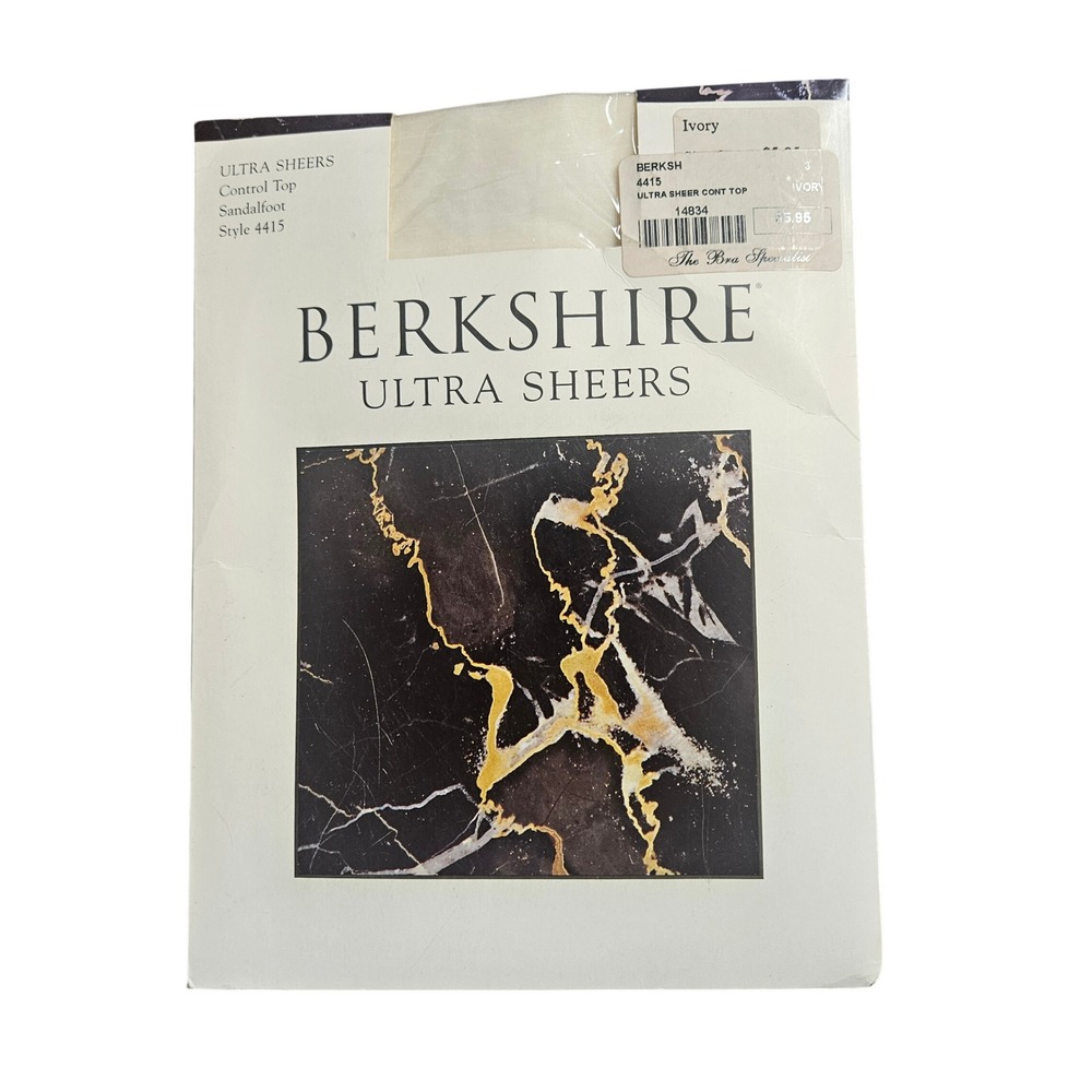 Berkshire Ultra Sheer Control Top Pantyhose Sandalfoot 3 Ivory 4415 NWT